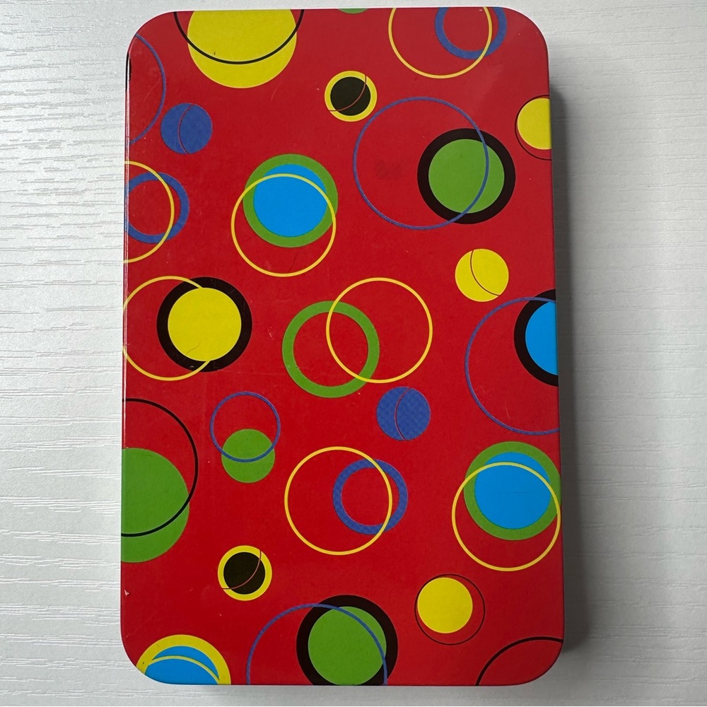💲1 with purchase❗️ - Red Tin Box with Multicolor Circles